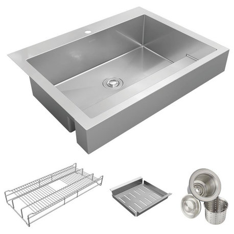 Elkay Dart Canyon 1-Bowl Farmhouse ADA Workstation Sink SS, ELDSSF36279DBG