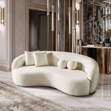 Drake Japandi Style Curvy Boucle 3 Seater Living Room Sofa
