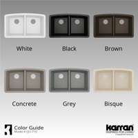 Karran Undermount Quartz 32" 50/50 Double Bowl Kitchen Sink, Bisque