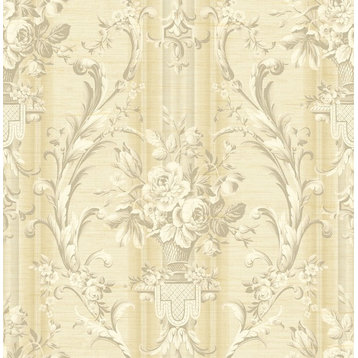 Antique Urn Wallpaper with Stripe in Gold TX41605 from Wallquest