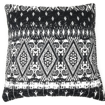 Set of Two Aztec Black and White Diamond Accent Square Cushion Covers 18" 2-PCS