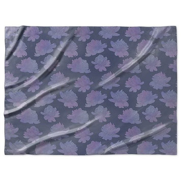 "Descending Peonies Lavender" Sherpa Blanket 80"x60"