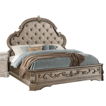 ACME Northville Queen Bed, PU and Antique Champagne