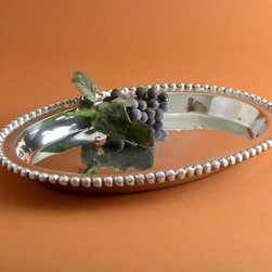 Aluminum Oval Tray with Beaded Edge - Serving Trays