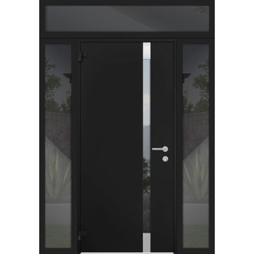 Exterior Entry Front Steel Door /Cynex 6777 Black/12+32+12x80+16 Left Outswing