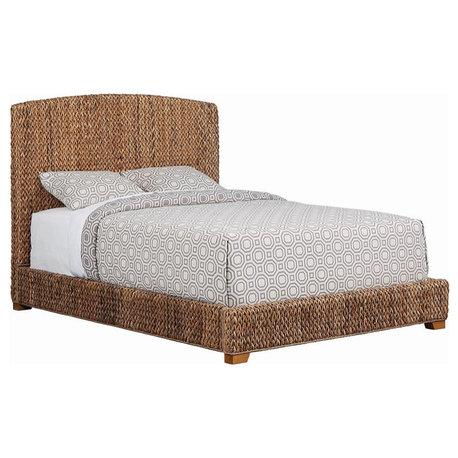 Coaster Laughton Banana Leaf Woven California King Panel Bed in Brown