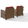 Bradenton 2-Piece Outdoor Wicker Seating Set With Sangria Cushions