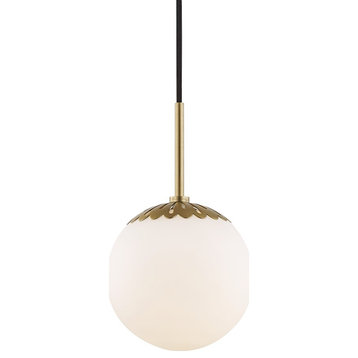 Mitzi by Hudson Valley Paige 1-Light Small Pendant, Aged Brass, H193701S-AGB
