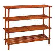 Contemporary Shoe Rack Solid Wood With 4 Open Shelves Asian Clothes Organisers Shoe Racks By Decor Love Houzz Uk