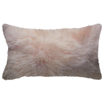 New Zealand Sheepskin Pillow 12"x20", Blush