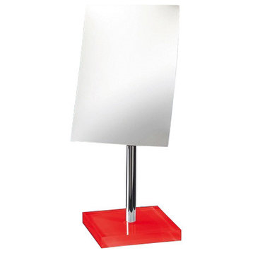 Square Magnifying Mirror With Red Base