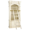 Percier French Country White Single Library Bookcase with Ladder