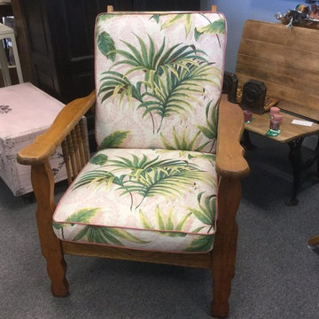 Morris Chair reupholstered with 1950s fabric