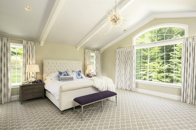 Bedroom - large transitional master carpeted bedroom idea in Philadelphia with beige walls and no fireplace
