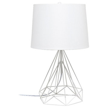 Elegant Designs Wired Metal Table Lamp White Matte