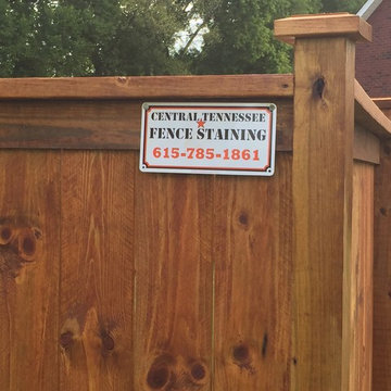 "Cedar Tone" stain on a Table Top Cedar Privacy fence in Lebanon, TN
