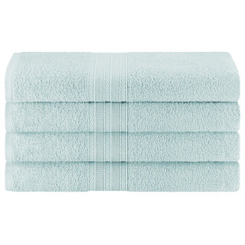 4 Piece Cotton Solid Quick Drying Bath Towel, Aquamarine