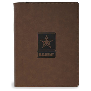Brown US Army Logo Multicompartment Padfolio/Portfolio
