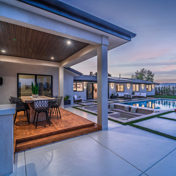 Patio and Pool Reading Together at Blue Hour