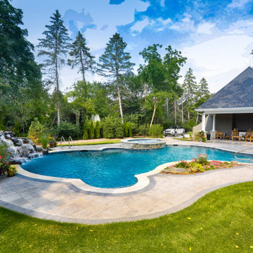 Naperville, IL Freeform Swimming Pool with Raised Hot Tub