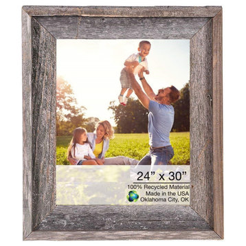 HomeRoots 24 x 30 Natural Weathered Grey Picture Frame With Plexiglass Holder