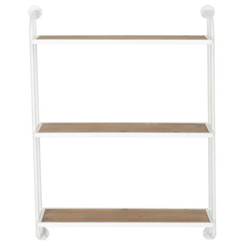 Emery Wall Shelf, White, 34"Hx25"Wx8"D, 3 Shelves