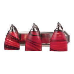 ELK - Elk 570-3N-A 3 Light Vanity Light, Satin Nickel and Autumn Glass - Bathroom Vanity Lighting