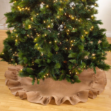 Ruffled Jute Christmas Tree Skirt, Natural, 53"