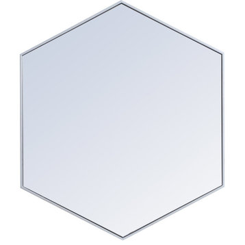 Elegant Decker Metal Frame Hexagon Mirror 41" MR4541S Silver
