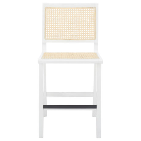 Safavieh Couture Hattie French Cane Counter Stool, White/Natural