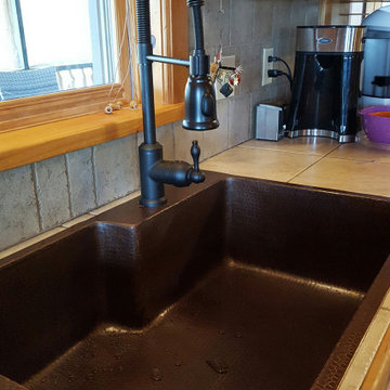 33" Hammered Copper Single Basin Kitchen Sink w/ Space For Faucet (KSFDB33229)