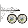 7.5" Diameter Double Sided Vintage Wrought Iron Wall Hanging Clock