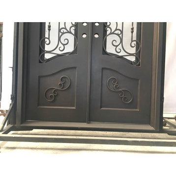 64"x96" Exterior Wrought Iron Door With Low-E Double Glass