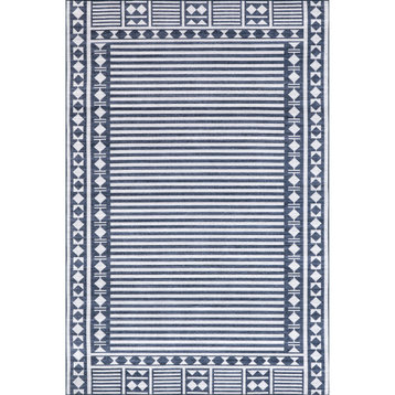 nuLOOM Lacie Multi Striped Washable Indoor/Outdoor Area Rug, Blue 4' x 6'