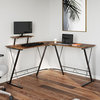 L Shaped Computer Desk, Monitor Stand Modern Industrial Style for Home Office