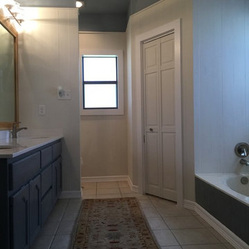 Coastal Farmhouse. I think I officially live for re-doing 80's master bathrooms.