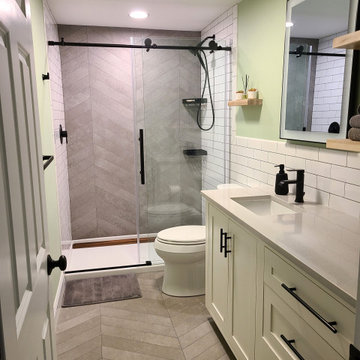 Minimalistic, modern farmhouse bathroom