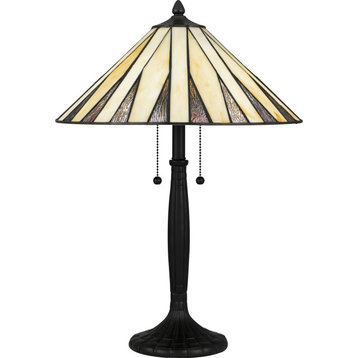 Quoizel TF5617 2 Light 24" Tall Tiffany Table Lamp - Matte Black