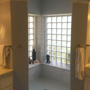 White Carrara Tub to Shower Conversion