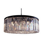 12-Light Round Clear Glass Fringe Crystal Prism Chandelier, Clear Glass