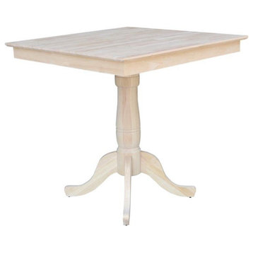 36" x 36"  Natural Solid Wood Square Top Pedestal Table - 35.1" Height