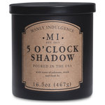 MVP Group International Inc. - Manly Indulgence 5 O'Clock Shadow Scented Jar Candle, Classic, 16.5 oz - Bold, masculine fragrance for the modern man.A blend of orange, fir needs, and herbs, 5 O'Clock Shadow captures the essence of a dynamic man.Fresh, yet distinctly masculine, 5 O'Clock Shadow gives you that fresh out of the shower clean aroma. This unique fragrance is balanced with subtle fir undertones to capture the essence of a dynamic man. Our bestselling fragrance in the Classic Collection, 5 O'Clock Shadow is a bold, masculine fragrance.The Classic Collection by Manly Indulgence combines bold masculine fragrance with florals, herbs, and fruits to make a truly dynamic fragrance experience. Raw, fresh fragrance combines with playful personas to represent your own personal style. Classically styled matte black jars with black lids compliment these compelling fragrances.