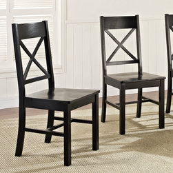 Country Chic Wood Dining Chairs in Antique Black - Dining Chairs