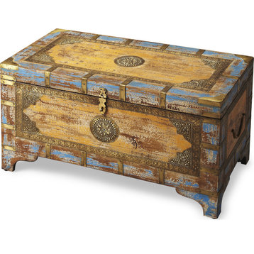 Nador Painted Brass Inlay Storage Trunk - Assorted