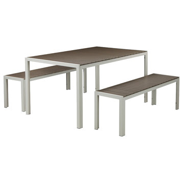 Breeze 3-Piece Dining Set, White & Gray