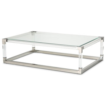 Aico Amini State St 3 PC Rect. Cocktail, End & Sofa Table Set Stainless Steel