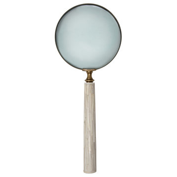 6" Magnifying Glass In Resin Handle, Ivory
