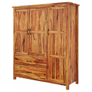 Delaware Farmhouse Solid Wood Wardrobe Armoire With Drawers - Rustic -  Armoires And Wardrobes - by Sierra Living Concepts | Houzz