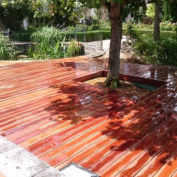 TERRASSE CUMARU autour PISCINE (margelles en pierre)