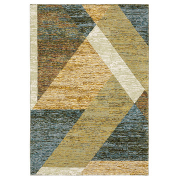 Sadie Angles Power-Loomed Area Rug, Gold/Blue, 2'3"x8'